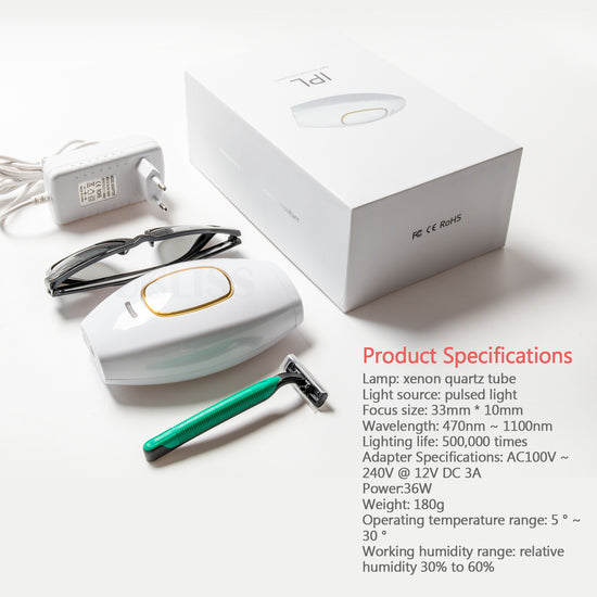 Hair Removal Set – Pulsed light device showing smooth skin results