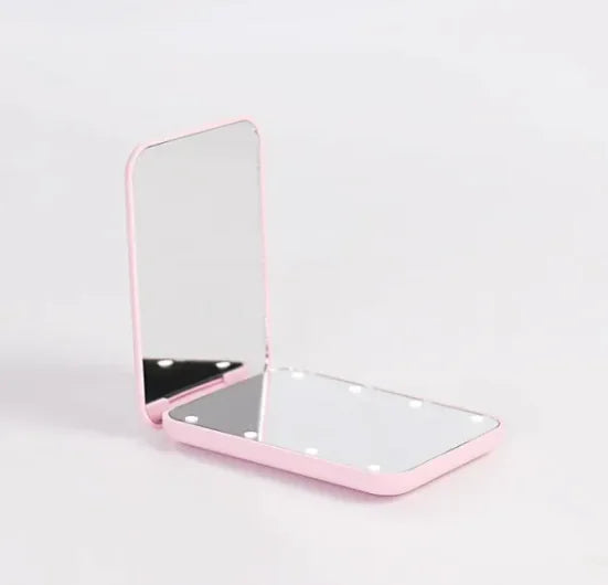 GlowFold LED Makeup Mirror – Black color front view