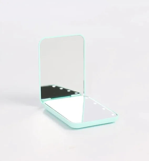 GlowFold LED Makeup Mirror – Black color front view