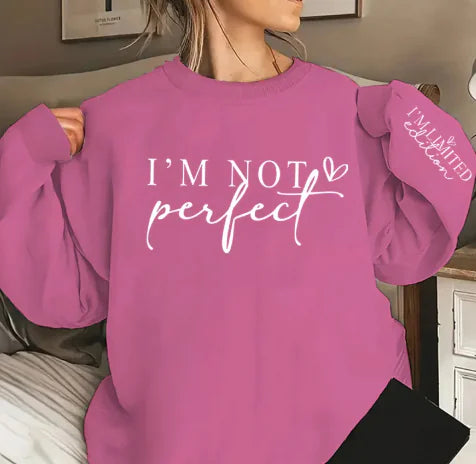 letter printed sweater for women close-up fabric detail